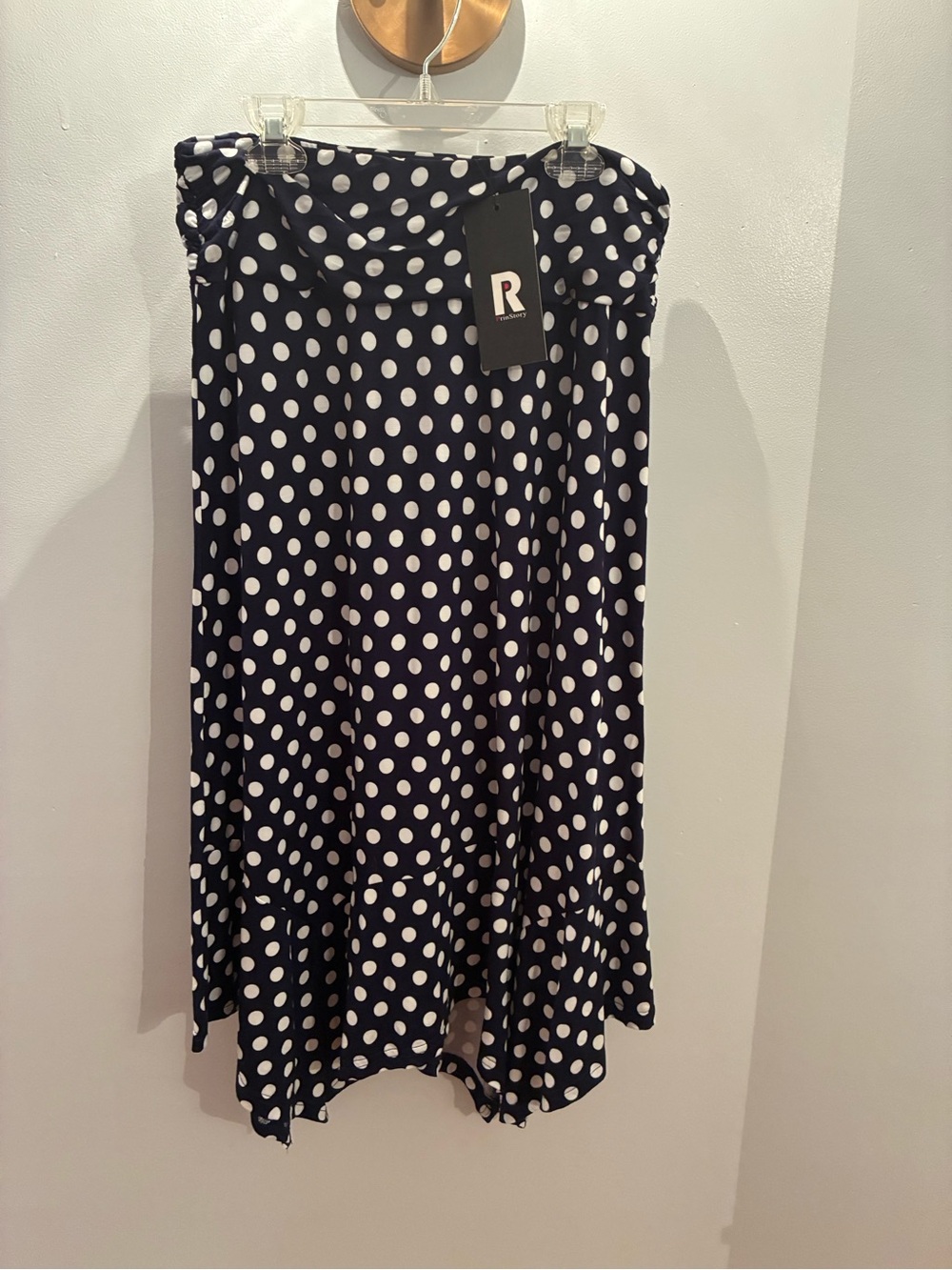 Polka Dot Midi Skirt - Navy & White